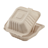6'' x 6'' Compostable Bagasse Hinged Containers - 500 ct