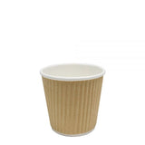 12oz Ripple Paper Hot Cups - Kraft (90mm) - 500 ct