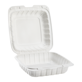 8" x 8" Mineral Filled PP Hinged Container, 1 compartment - White