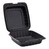 8" x 8" Mineral Filled PP Hinged Container, 1 compartment - Black
