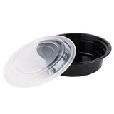 24 Oz Round Black With Clear Lid 150 Sets/Cs Microwaveable
