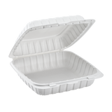 9" x 9" Mineral Filled PP Hinged Container, 1 compartment - White