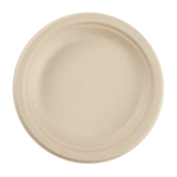 9'' Compostable Bagasse Round Plates, Natural - 500 ct