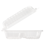 8'' x 8'' 3C PP Plastic Hinged Container, 3 Compartments - 250 ct