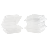 7'' x 7' PP Plastic Hinged Container, 1 compartment - 250 ct
