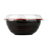 16 oz Black and Red Microwavable Plastic Bowl With Clear Lid Combo - 1 case (300 set)