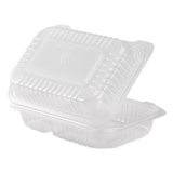 9'' x 6" PP Plastic Hinged Container, 2 compartment - 250 ct