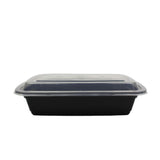 58 Oz Rectangular Black With Clear Lid 150 Sets/Cs Microwaveable