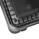 8'' x 8" Black PP Hinged Container, 1 compartment - 250 ct