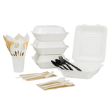 8''x8'' Compostable Bagasse Hinged Containers - 3 Compartments - 200 ct