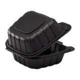 6" x 6" Mineral Filled PP Hinged Container, 1 compartment - Black
