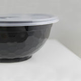 32 oz Black Diamond Pattern Plastic Bowl w/ Clear Lid Combo - 1 case (150 set)