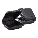 8" x 8" Mineral Filled PP Hinged Container, 1 compartment - Black