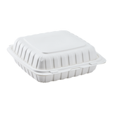 9" x 9" Mineral Filled PP Hinged Container, 1 compartment - White