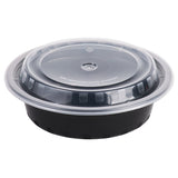 24 Oz Round Black With Clear Lid 150 Sets/Cs Microwaveable
