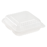 8'' x 8'' 3C PP Plastic Hinged Container, 3 Compartments - 250 ct