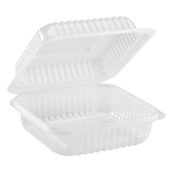 7'' x 7' PP Plastic Hinged Container, 1 compartment - 250 ct
