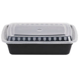 16 Oz Rectangular Black With Clear Lid 150 Sets/Cs Microwaveable