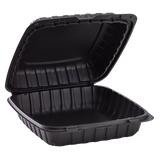 9" x 9" Mineral Filled PP Hinged Container, 1 compartment - Black