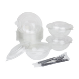 32oz Round PET Plastic Salad Bowls with Lids - 300 ct