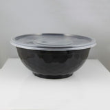 32 oz Black Diamond Pattern Plastic Bowl w/ Clear Lid Combo - 1 case (150 set)