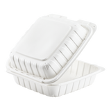 8" x 8" Mineral Filled PP Hinged Container, 1 compartment - White